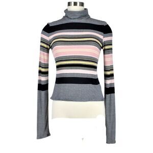 Turtleneck Sweater Long Sleeve Striped Multicolor Women's Prince & Fox Size Lg